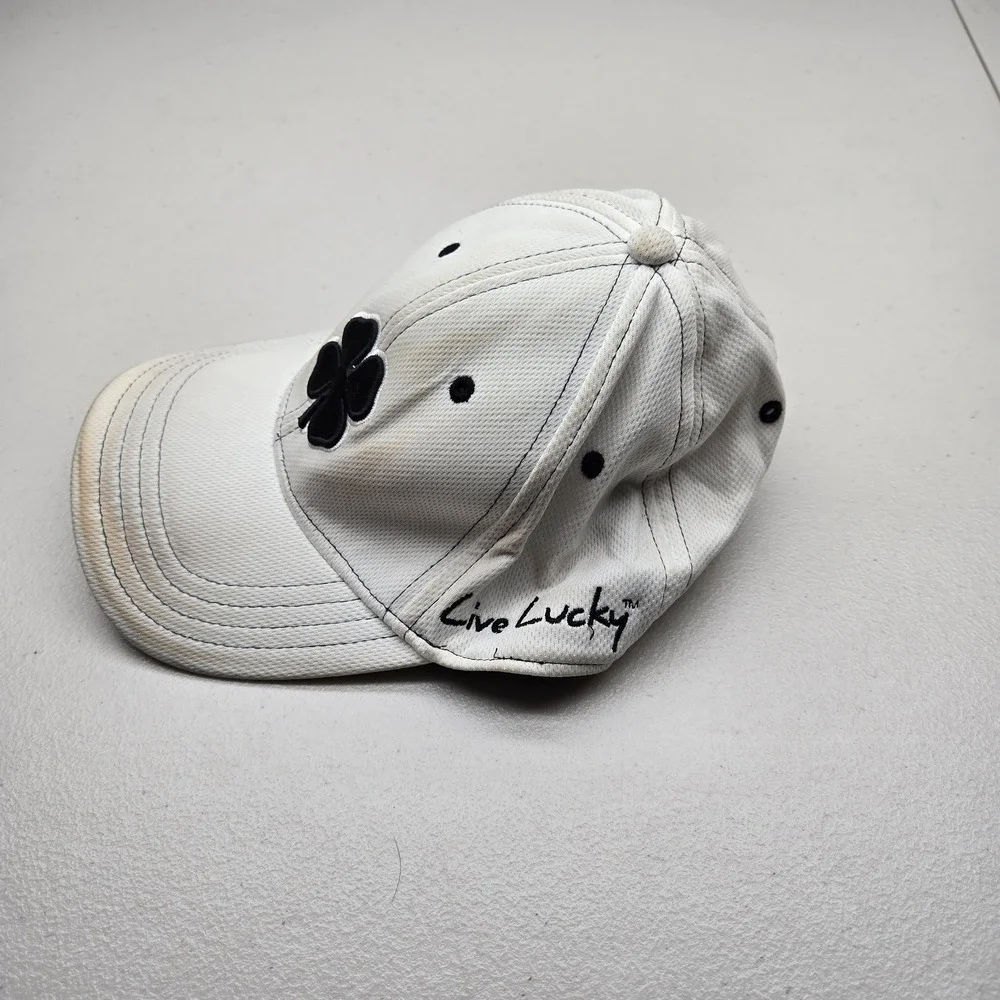 Black Clover Men Baseball Cap S/M White Curved Embroidered Live Lucky Flex READ